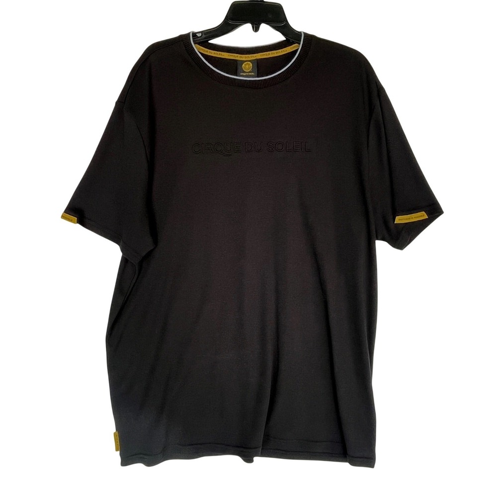 Cirque du Soleil Womens Black Short Sleeve T-Shirt Embossed Logo Sun Patch XL